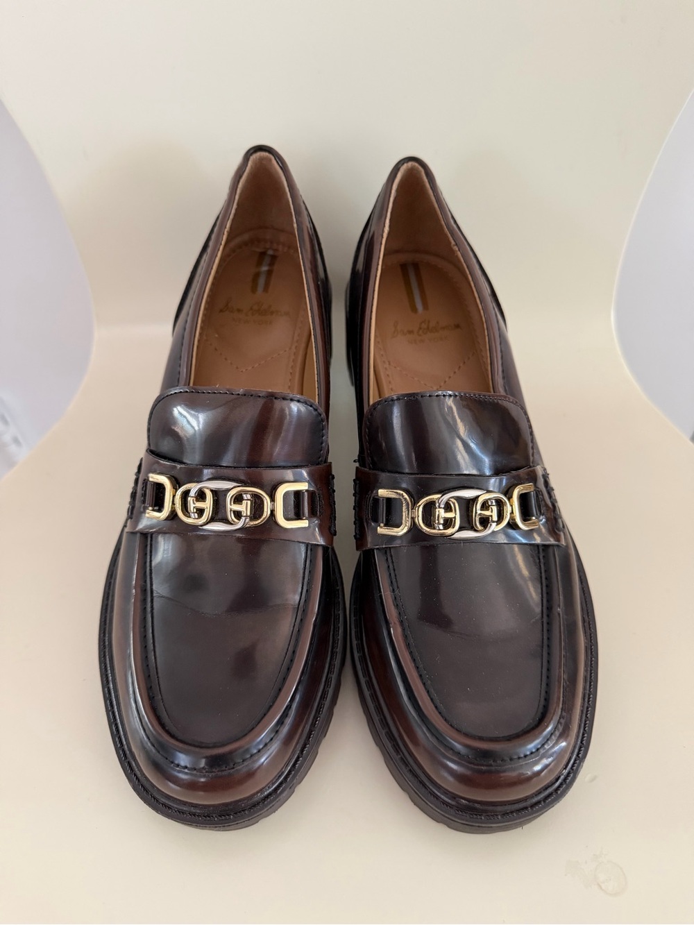 Sam Edelman Teagan Lug Sole Loafer in Dark Chestnut Brown